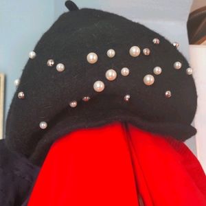 Black pearled beret